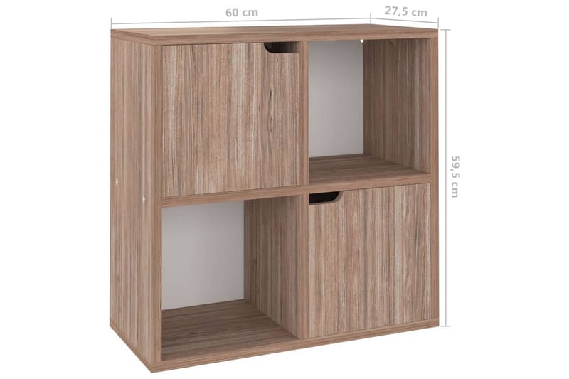 bogreol 60x27,5x59,5 cm spånplade grå sonoma-eg - Brun - Opbevaring - Hylder & Reoler - Bogreol