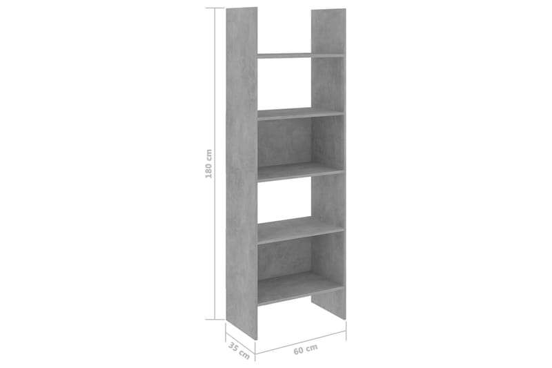 bogreol 60x35x180 cm spånplade betongrå - Grå - Opbevaring - Hylder & Reoler - Bogreol