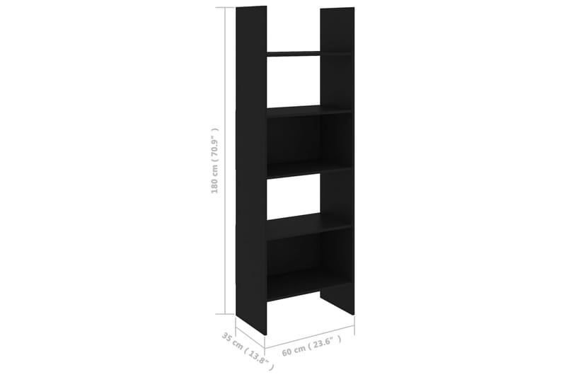 bogreol 60x35x180 cm spånplade sort - Sort - Opbevaring - Hylder & Reoler - Bogreol