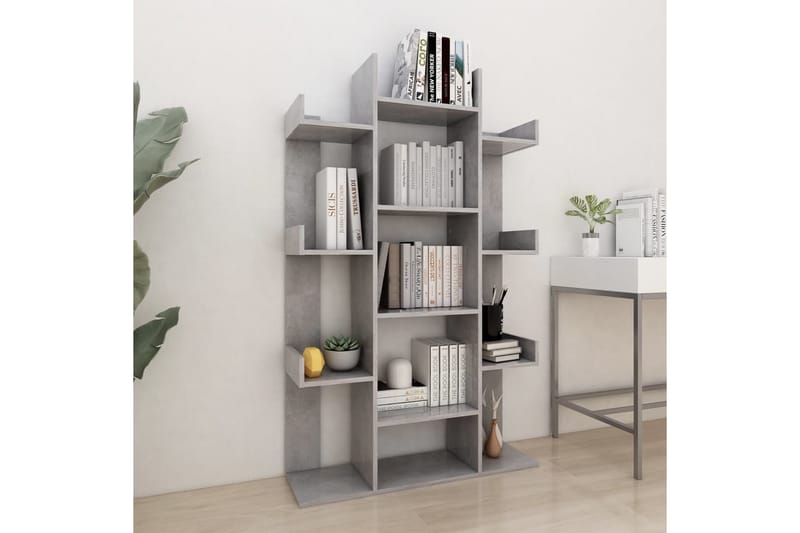 bogreol 86x25,5x140 cm spånplade betongrå - Grå - Opbevaring - Hylder & Reoler - Bogreol