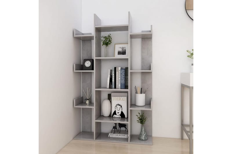 bogreol 86x25,5x140 cm spånplade betongrå - Grå - Opbevaring - Hylder & Reoler - Bogreol