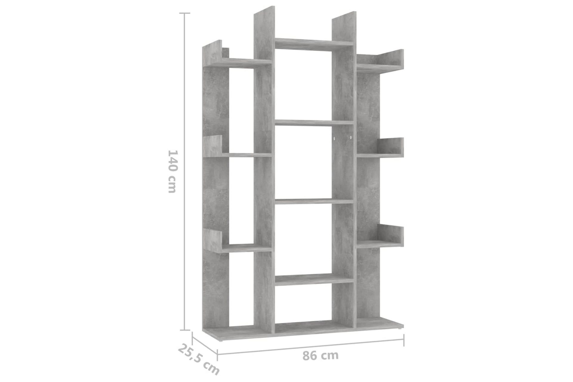 bogreol 86x25,5x140 cm spånplade betongrå - Grå - Opbevaring - Hylder & Reoler - Bogreol
