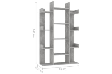 bogreol 86x25,5x140 cm spånplade betongrå - Grå - Opbevaring - Hylder & Reoler - Bogreol