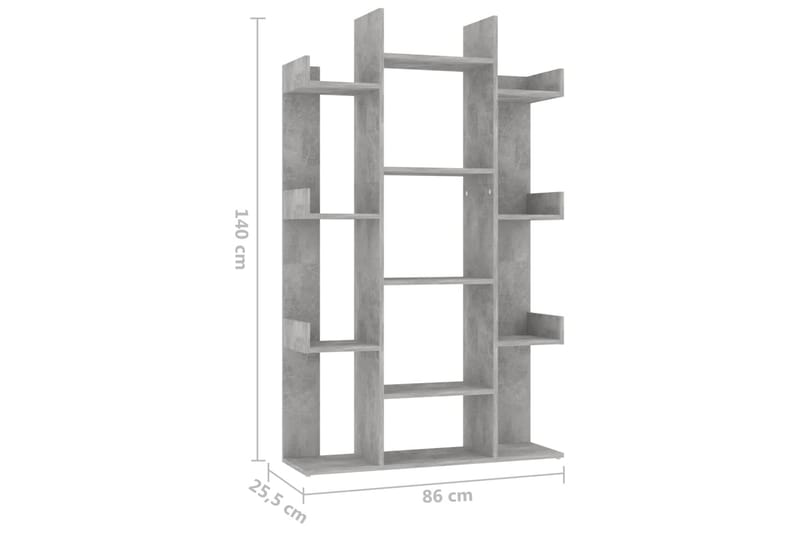 bogreol 86x25,5x140 cm spånplade betongrå - Grå - Opbevaring - Hylder & Reoler - Bogreol