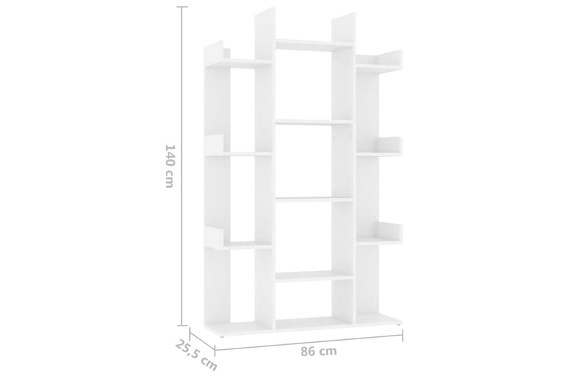 bogreol 86x25,5x140 cm spånplade hvid - Hvid - Opbevaring - Hylder & Reoler - Bogreol