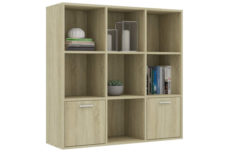 Bogreol 98x30x98 cm Spånplade Sonoma-Eg - Brun - Bogreol