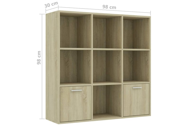 Bogreol 98x30x98 cm Spånplade Sonoma-Eg - Brun - Bogreol