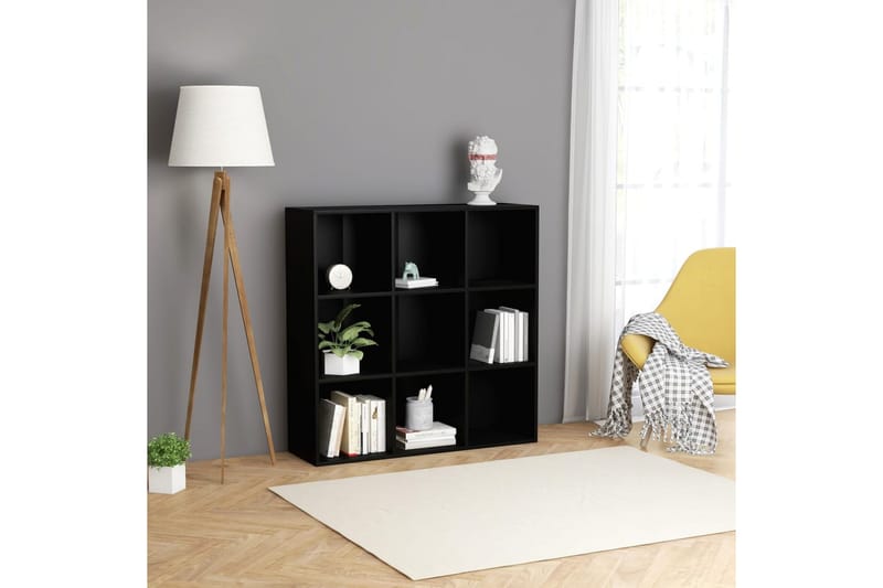 Bogreol 98x30x98 cm Spånplade Sort - Sort - Bogreol