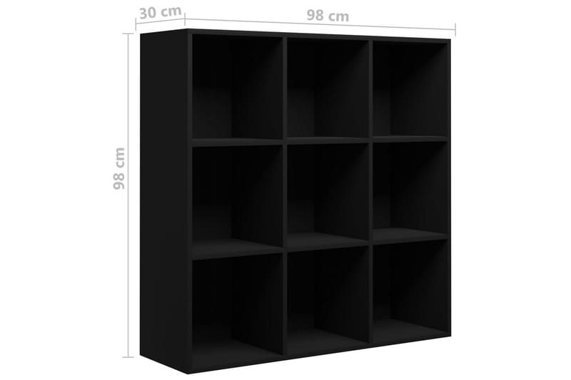 Bogreol 98x30x98 cm Spånplade Sort - Sort - Bogreol