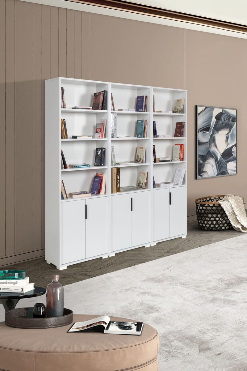 Bogreol Hanah Home Evora Wide (180 x 187 x 30 cm) Hvid - Hvid - Opbevaring - Hylder & Reoler - Bogreol