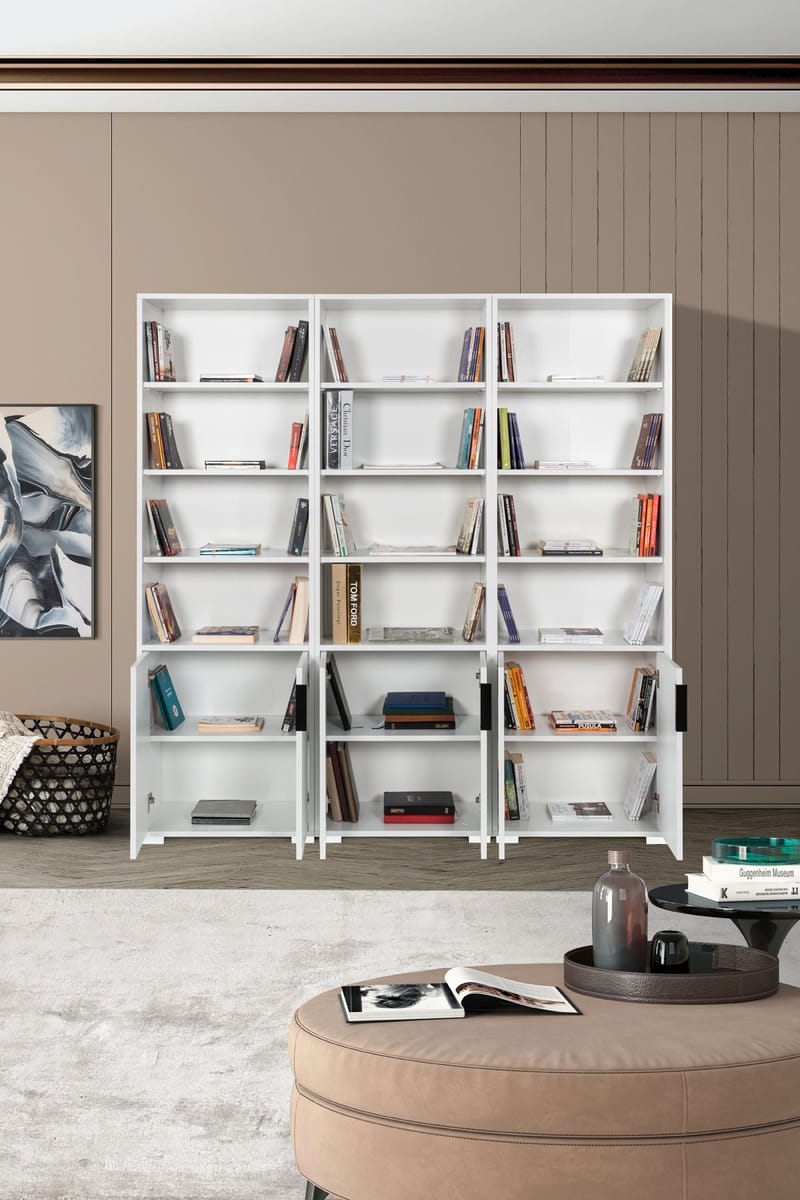 Bogreol Hanah Home Evora Wide (180 x 187 x 30 cm) Hvid - Hvid - Opbevaring - Hylder & Reoler - Bogreol