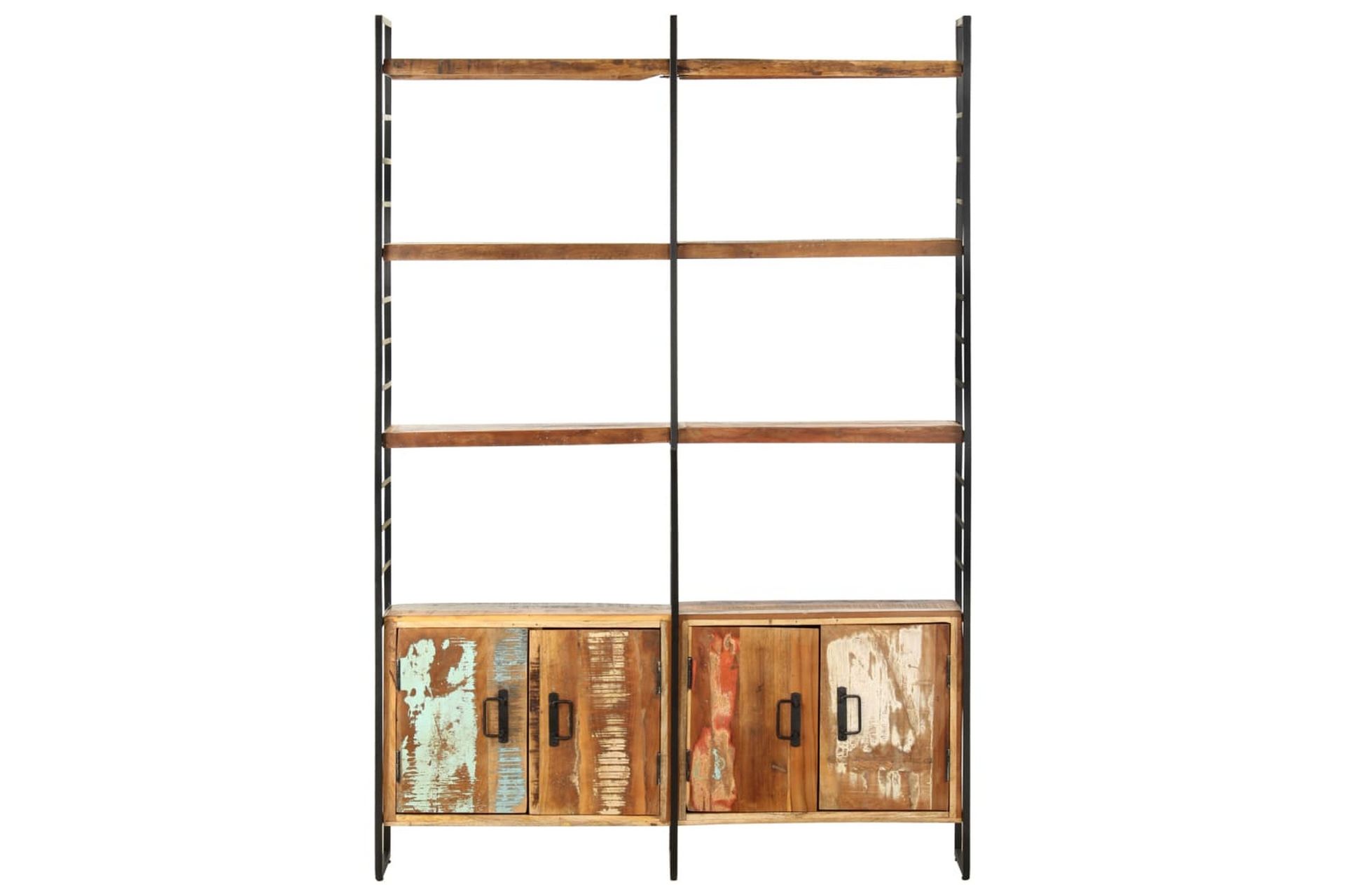 Bogreol I 4 Niveauer 124x30x180 cm Genanvendt Træ - Opbevaring - Hylder & Reoler - Bogreol