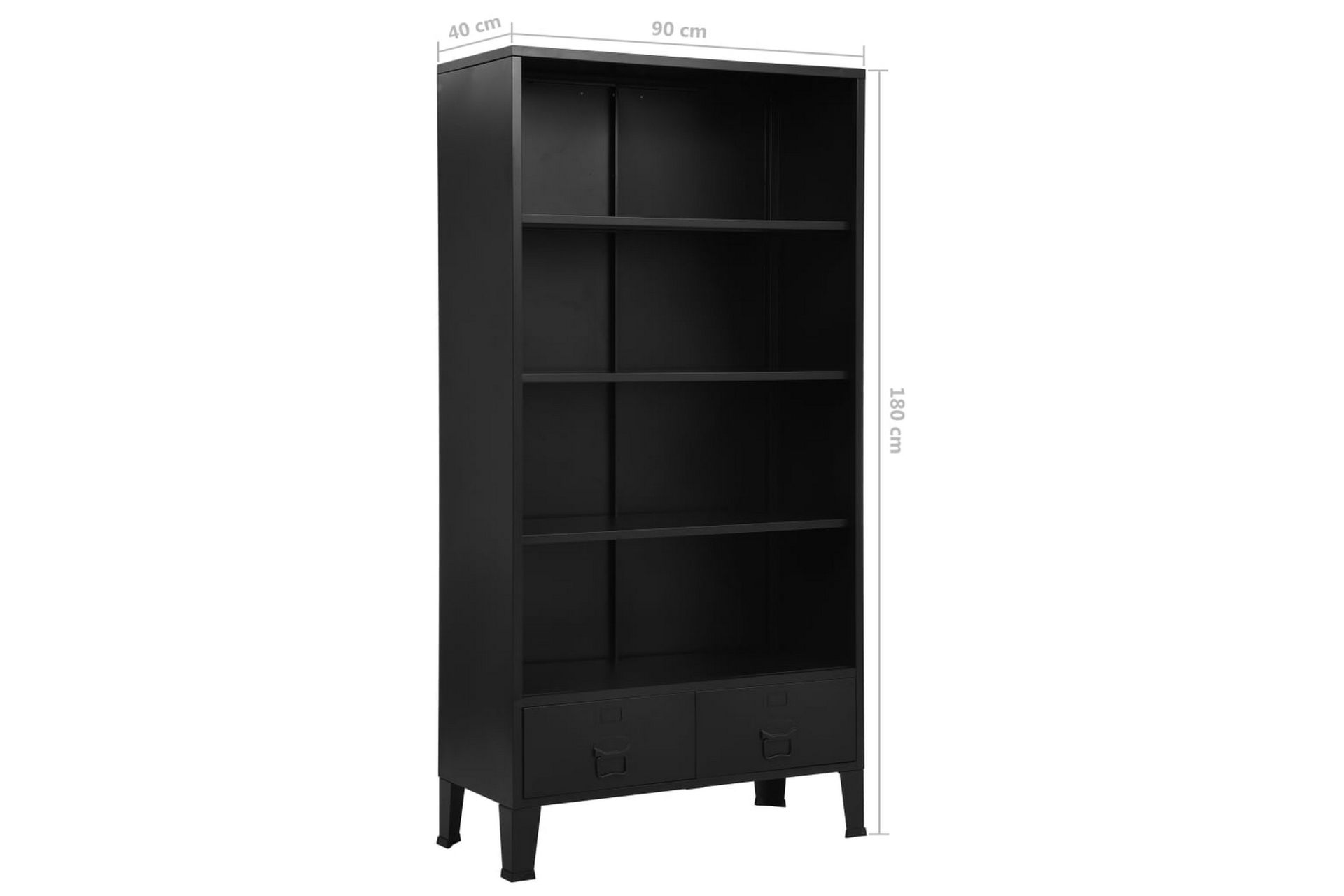 bogreol industriel 90 x 40 x 180 cm stål sort - Sort - Opbevaring - Hylder & Reoler - Bogreol