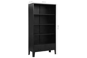 bogreol industriel 90 x 40 x 180 cm stål sort - Sort - Opbevaring - Hylder & Reoler - Bogreol