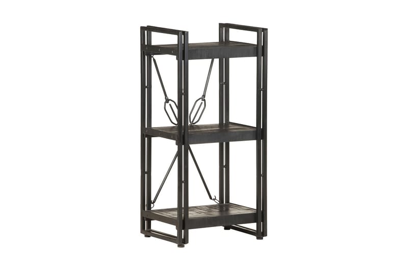 bogreol m. 3 hylder 40x30x80 cm massivt mangotræ sort - Sort - Opbevaring - Hylder & Reoler - Bogreol
