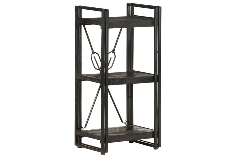 bogreol m. 3 hylder 40x30x80 cm massivt mangotræ sort - Sort - Opbevaring - Hylder & Reoler - Bogreol