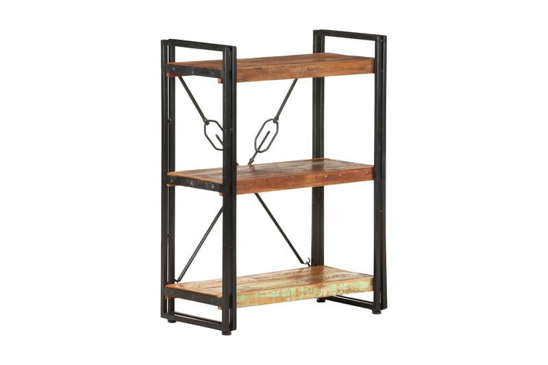 bogreol m. 3 hylder 60x30x80 cm massivt genbrugstræ - Flerfarvet - Opbevaring - Hylder & Reoler - Bogreol