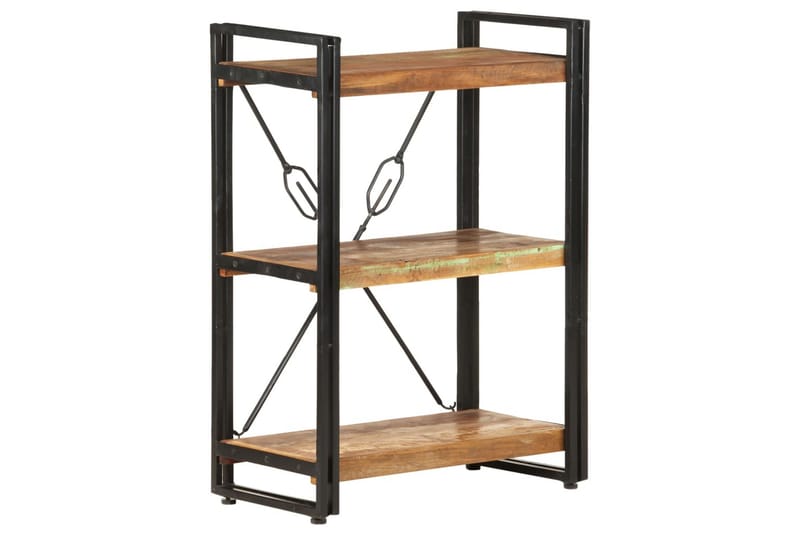 bogreol m. 3 hylder 60x30x80 cm massivt genbrugstræ - Flerfarvet - Opbevaring - Hylder & Reoler - Bogreol