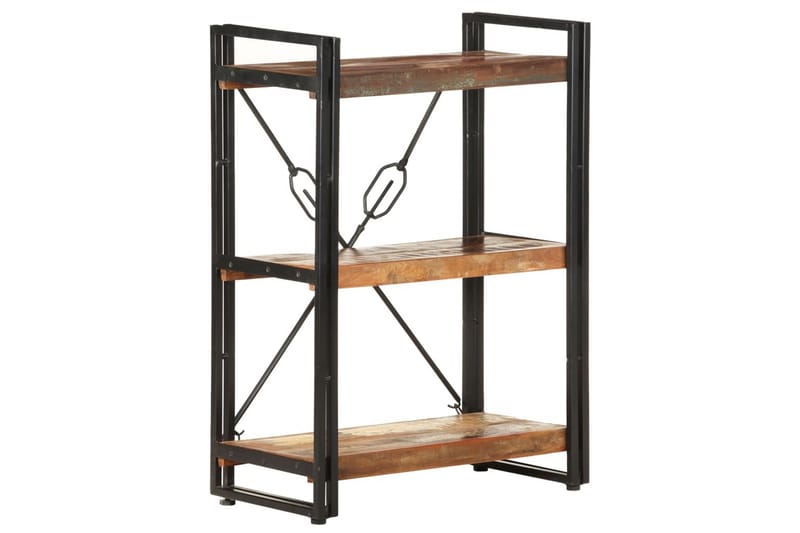 bogreol m. 3 hylder 60x30x80 cm massivt genbrugstræ - Flerfarvet - Opbevaring - Hylder & Reoler - Bogreol