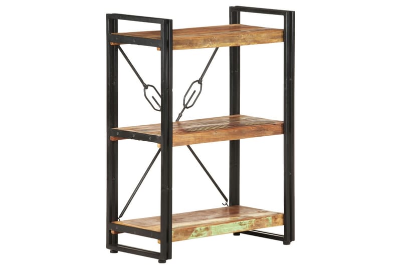 bogreol m. 3 hylder 60x30x80 cm massivt genbrugstræ - Flerfarvet - Opbevaring - Hylder & Reoler - Bogreol