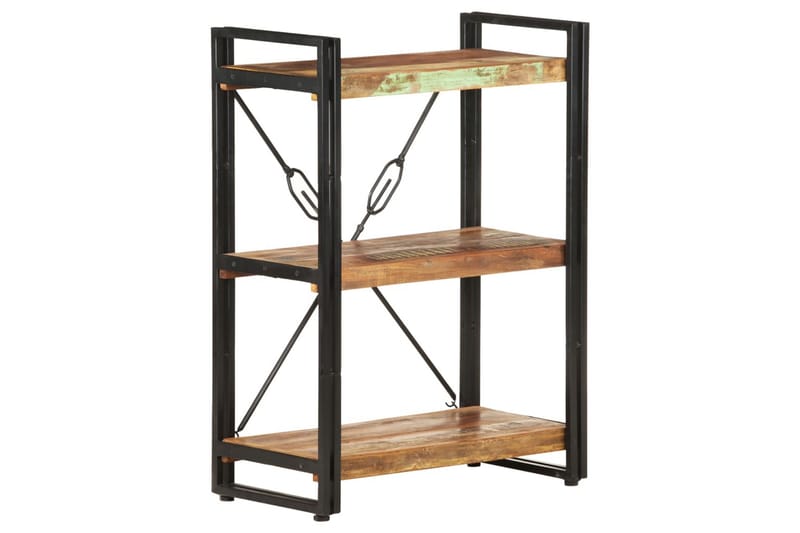 bogreol m. 3 hylder 60x30x80 cm massivt genbrugstræ - Flerfarvet - Opbevaring - Hylder & Reoler - Bogreol