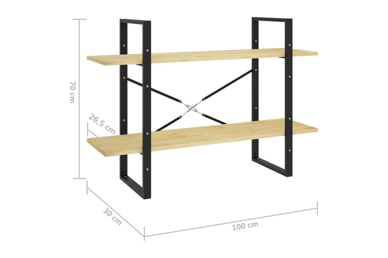 bogreol med 2 hylder 100x30x70 cm massivt fyrretræ - Brun - Bogreol