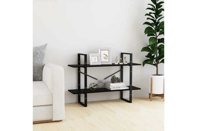 bogreol med 2 hylder 100x30x70 cm massivt fyrretræ sort - Sort - Opbevaring - Hylder & Reoler - Bogreol