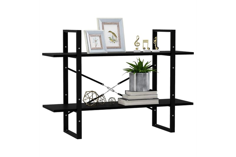 bogreol med 2 hylder 100x30x70 cm massivt fyrretræ sort - Sort - Opbevaring - Hylder & Reoler - Bogreol