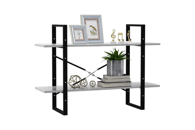 bogreol med 2 hylder 100x30x70 cm spånplade betongrå - Grå - Opbevaring - Hylder & Reoler - Bogreol