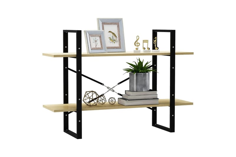 bogreol med 2 hylder 100x30x70 cm spånplade sonoma-eg - Brun - Opbevaring - Hylder & Reoler - Bogreol