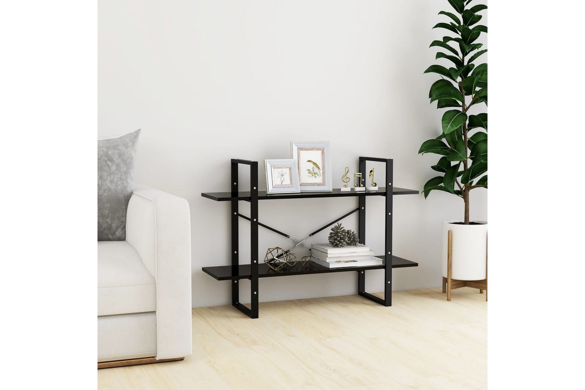 bogreol med 2 hylder 100x30x70 cm spånplade sort - Sort - Opbevaring - Hylder & Reoler - Bogreol