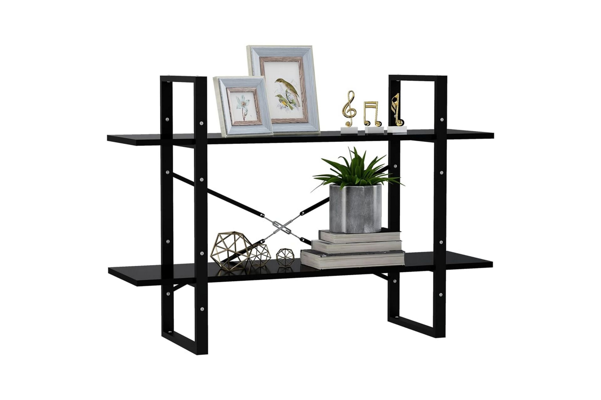 bogreol med 2 hylder 100x30x70 cm spånplade sort - Sort - Opbevaring - Hylder & Reoler - Bogreol