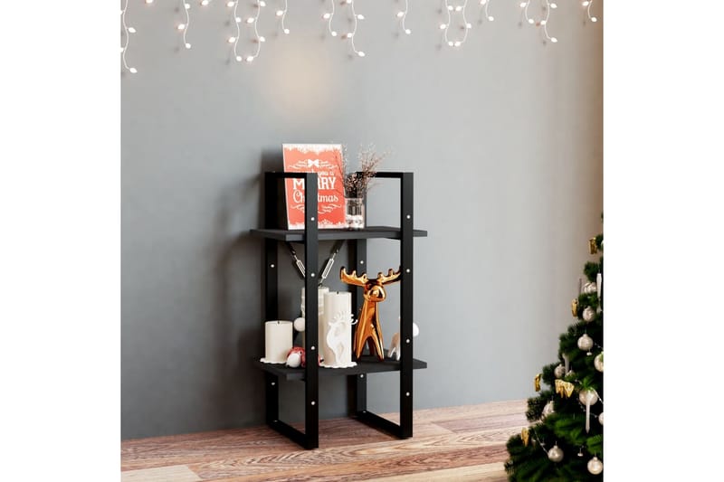 bogreol med 2 hylder 40x30x70 cm massivt fyrretræ sort - Sort - Opbevaring - Hylder & Reoler - Bogreol