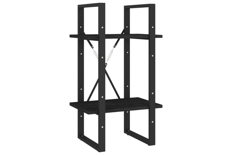 bogreol med 2 hylder 40x30x70 cm massivt fyrretræ sort - Sort - Opbevaring - Hylder & Reoler - Bogreol