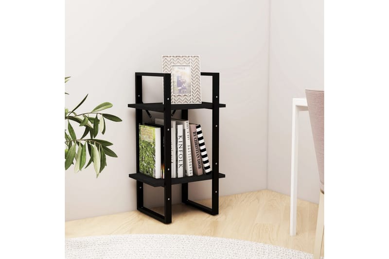 bogreol med 2 hylder 40x30x70 cm massivt fyrretræ sort - Sort - Opbevaring - Hylder & Reoler - Bogreol