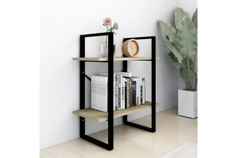 bogreol med 2 hylder 60 x 30 x 70 cm spånplade sonoma-eg - Brun - Opbevaring - Hylder & Reoler - Bogreol