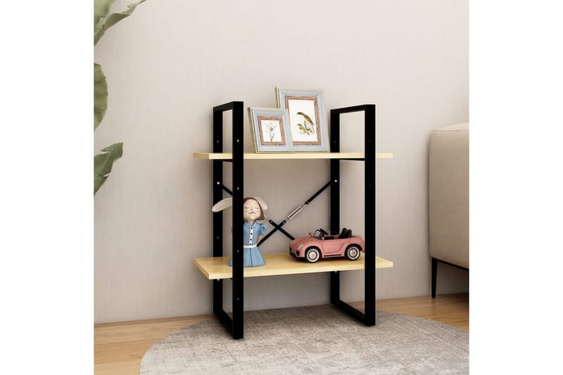 bogreol med 2 hylder 60x30x70 cm massivt fyrretræ - Brun - Opbevaring - Hylder & Reoler - Bogreol