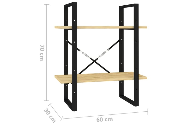 bogreol med 2 hylder 60x30x70 cm massivt fyrretræ - Brun - Opbevaring - Hylder & Reoler - Bogreol