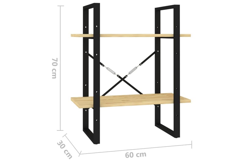 bogreol med 2 hylder 60x30x70 cm massivt fyrretræ - Brun - Bogreol