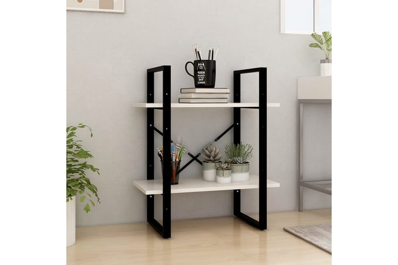 bogreol med 2 hylder 60x30x70 cm massivt fyrretræ hvid - Hvid - Opbevaring - Hylder & Reoler - Bogreol