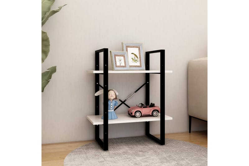 bogreol med 2 hylder 60x30x70 cm massivt fyrretræ hvid - Hvid - Opbevaring - Hylder & Reoler - Bogreol