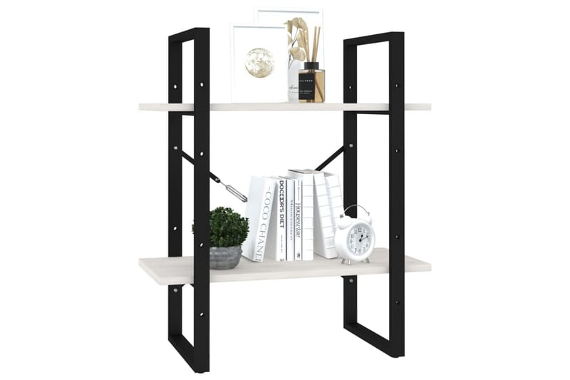 bogreol med 2 hylder 60x30x70 cm massivt fyrretræ hvid - Hvid - Opbevaring - Hylder & Reoler - Bogreol