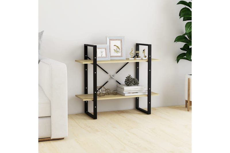 bogreol med 2 hylder 80 x 30 x 70 cm spånplade sonoma-eg - Grøn - Opbevaring - Hylder & Reoler - Bogreol