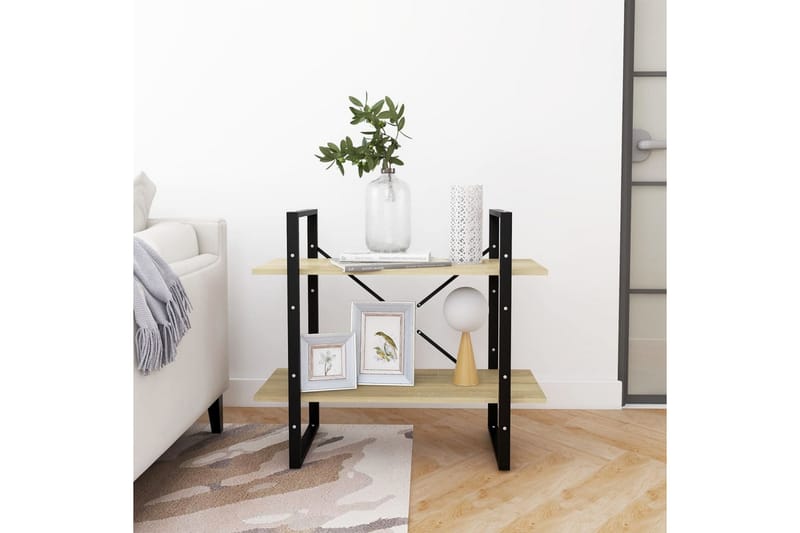 bogreol med 2 hylder 80 x 30 x 70 cm spånplade sonoma-eg - Grøn - Opbevaring - Hylder & Reoler - Bogreol