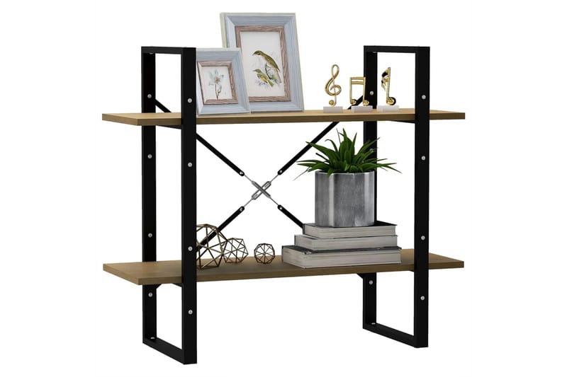 bogreol med 2 hylder 80x30x70 cm massivt fyrretræ brun - Brun - Opbevaring - Hylder & Reoler - Bogreol
