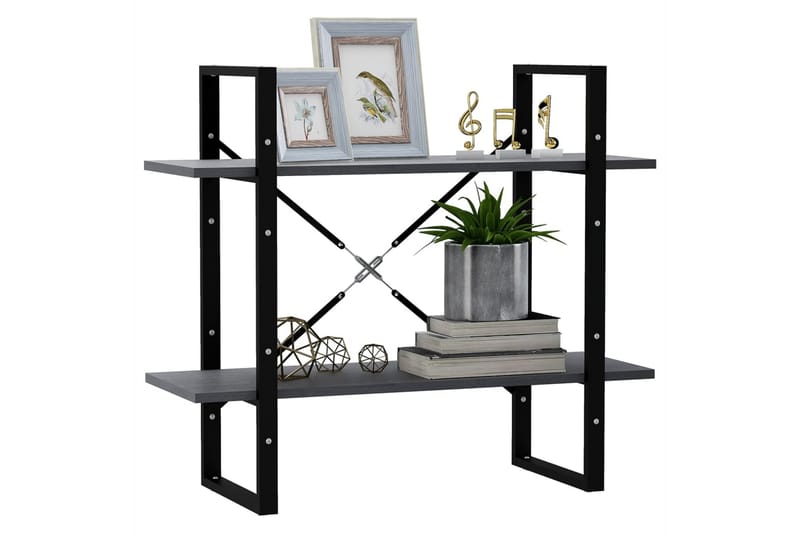 bogreol med 2 hylder 80x30x70 cm massivt fyrretræ grå - Grå - Opbevaring - Hylder & Reoler - Bogreol