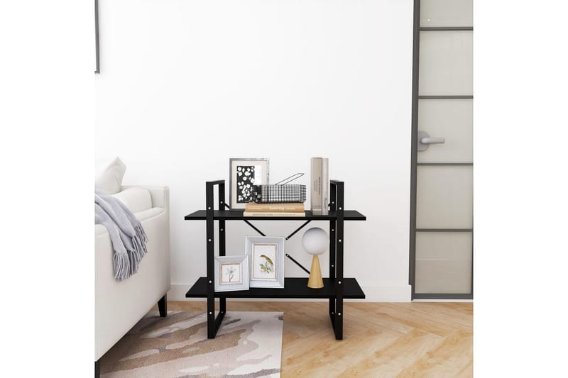 bogreol med 2 hylder 80x30x70 cm massivt fyrretræ sort - Sort - Opbevaring - Hylder & Reoler - Bogreol