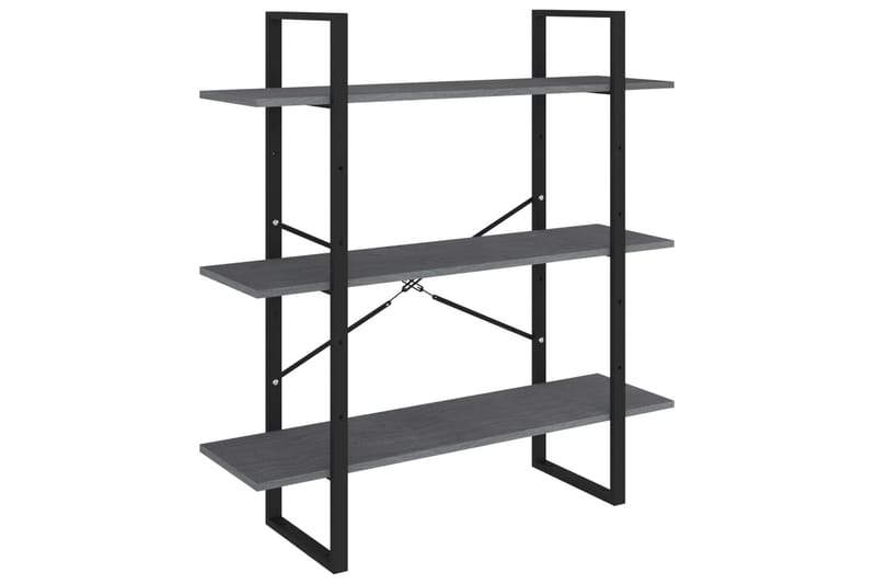 bogreol med 3 hylder 100x30x105 cm massivt fyrretræ grå - Grå - Opbevaring - Hylder & Reoler - Bogreol