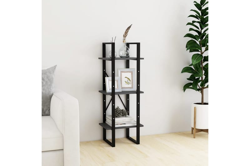 bogreol med 3 hylder 40x30x105 cm massivt fyrretræ grå - Grå - Opbevaring - Hylder & Reoler - Bogreol