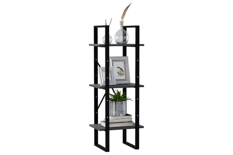bogreol med 3 hylder 40x30x105 cm massivt fyrretræ grå - Grå - Opbevaring - Hylder & Reoler - Bogreol